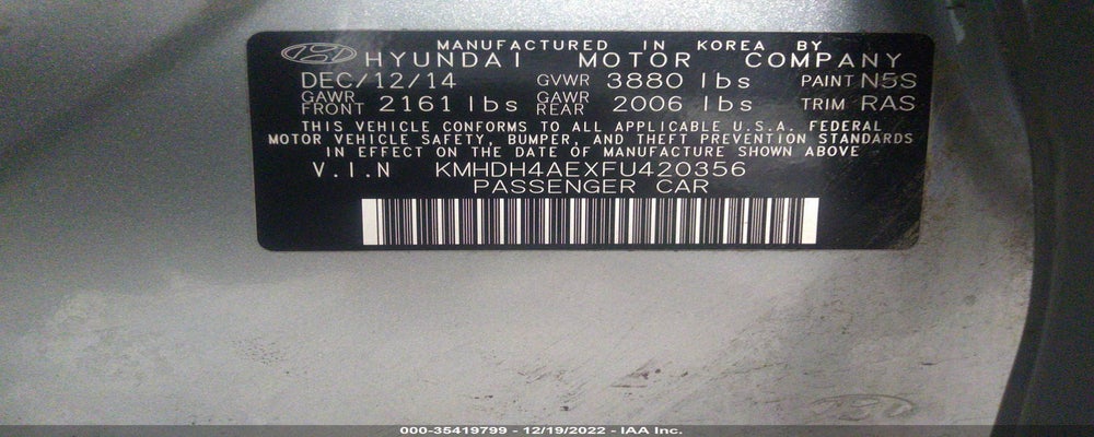 KMHDH4AEXFU420356 2015 HYUNDAI ELANTRA photo no. 9