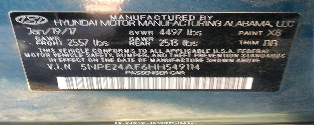 5NPE24AF6HH549114 2017 HYUNDAI SONATA photo no. 9