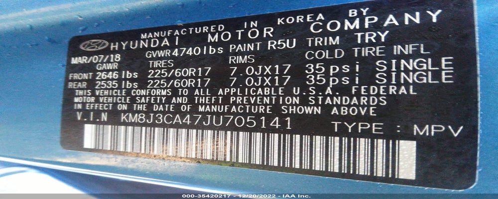 KM8J3CA47JU705141 2018 HYUNDAI TUCSON photo no. 9