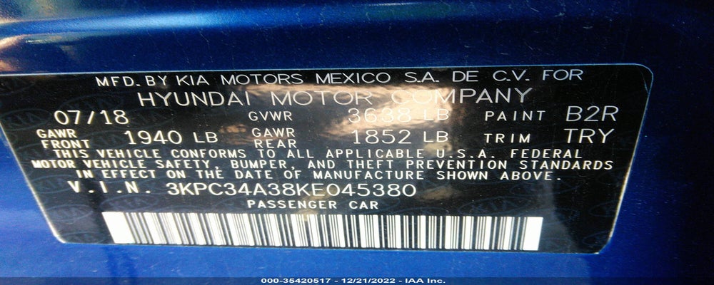 3KPC34A38KE045380 2019 HYUNDAI ACCENT photo no. 9