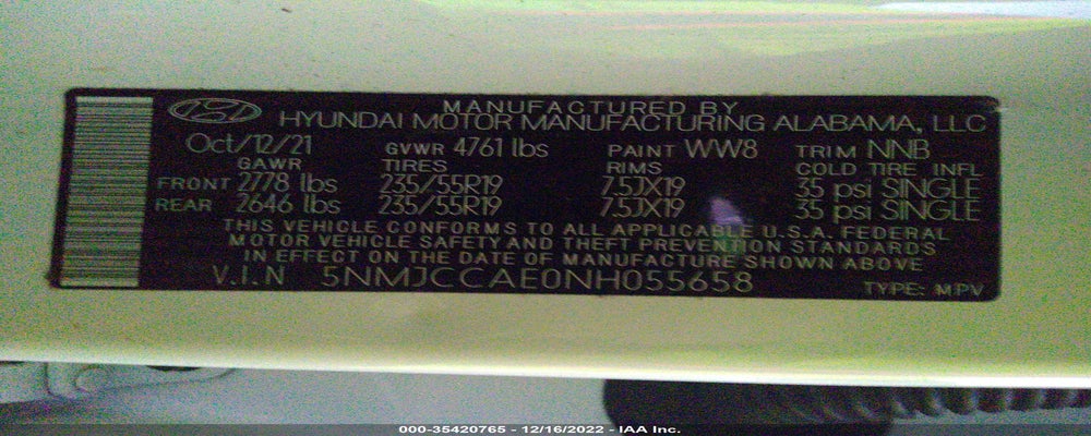 5NMJCCAE0NH055658 2022 HYUNDAI TUCSON photo no. 9