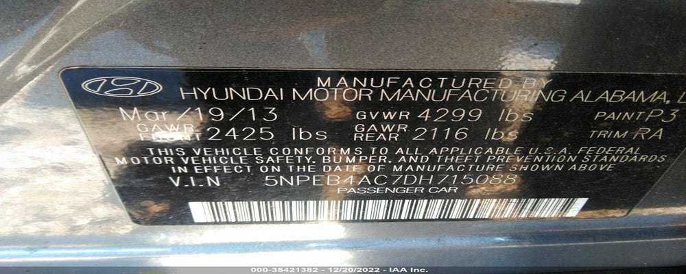 5NPEB4AC7DH715088 2013 HYUNDAI SONATA photo no. 9