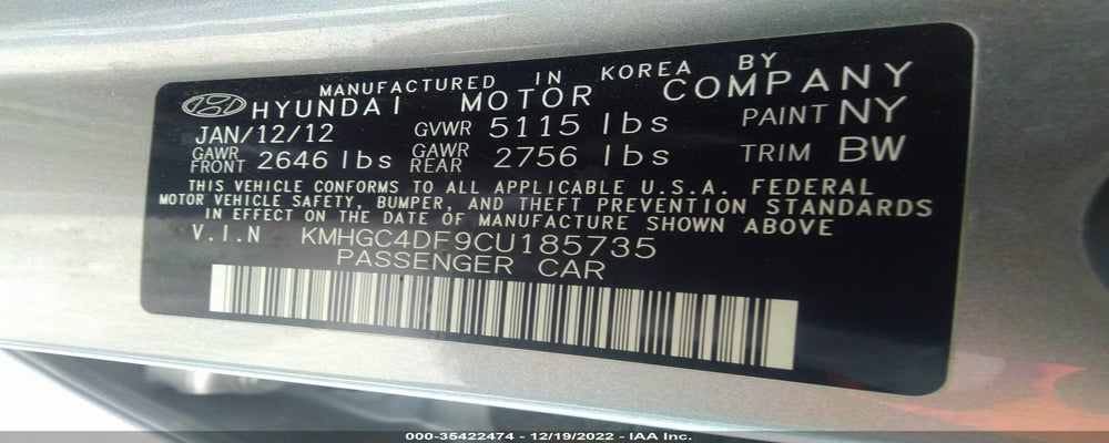 KMHGC4DF9CU185735 2012 HYUNDAI GENESIS photo no. 9