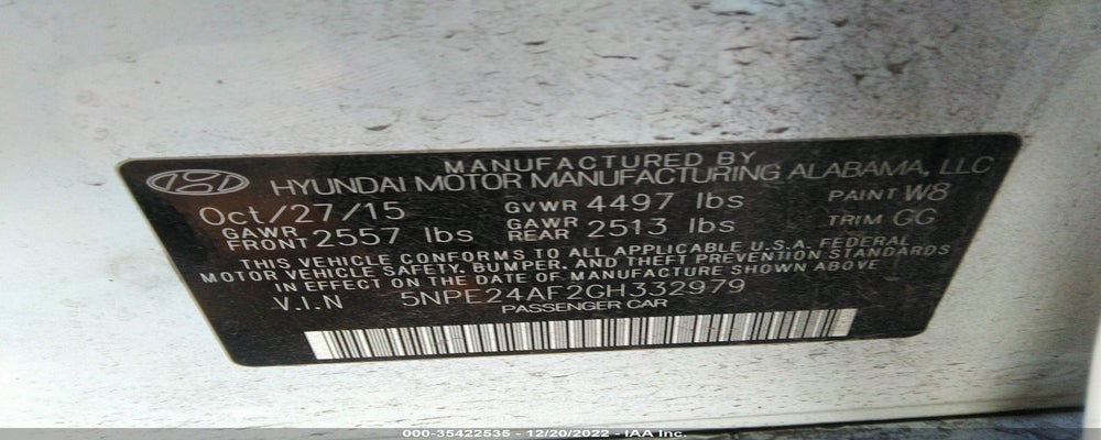 5NPE24AF2GH332979 2016 HYUNDAI SONATA photo no. 9