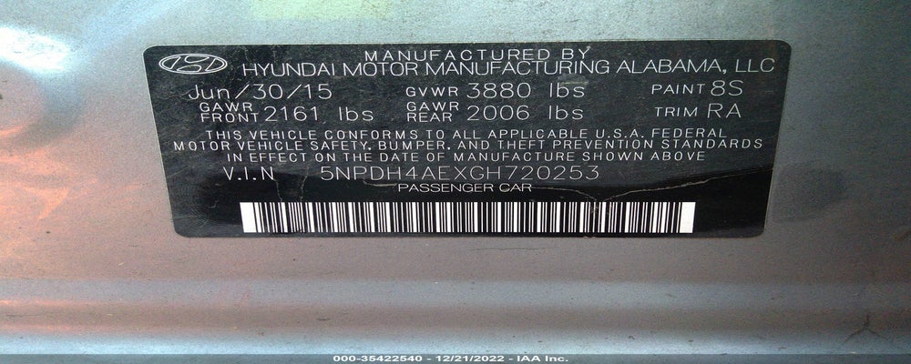 5NPDH4AEXGH720253 2016 HYUNDAI ELANTRA photo no. 9