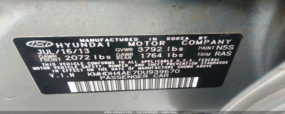KMHDH4AE7DU939670 2013 HYUNDAI ELANTRA photo no. 9