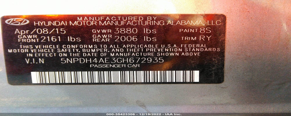 5NPDH4AE3GH672935 2016 HYUNDAI ELANTRA photo no. 9