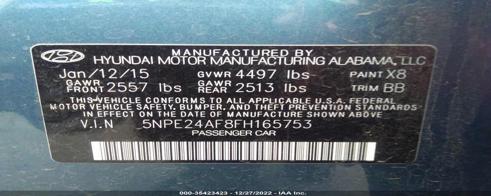 5NPE24AF8FH165753 2015 HYUNDAI SONATA photo no. 9