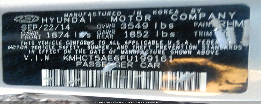 KMHCT5AE6FU199161 2015 HYUNDAI ACCENT photo no. 9