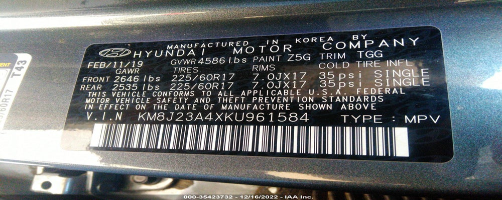 KM8J23A4XKU961584 2019 HYUNDAI TUCSON photo no. 9
