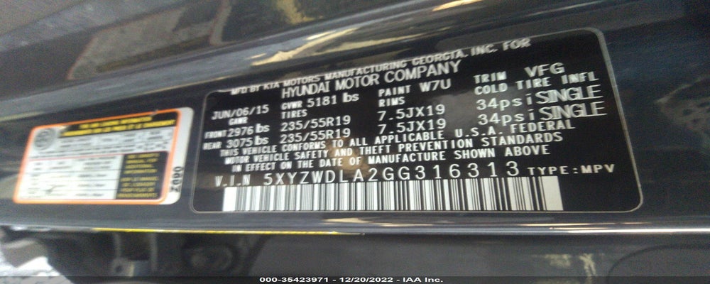 5XYZWDLA2GG316313 2016 HYUNDAI SANTA FE SPORT photo no. 9