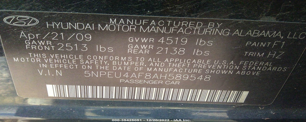 5NPEU4AF8AH589548 2010 HYUNDAI SONATA photo no. 9