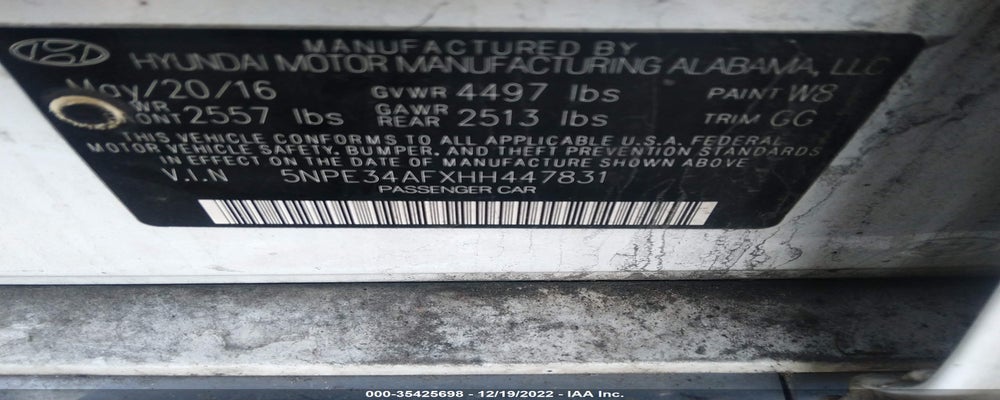 5NPE34AFXHH447831 2017 HYUNDAI SONATA photo no. 9