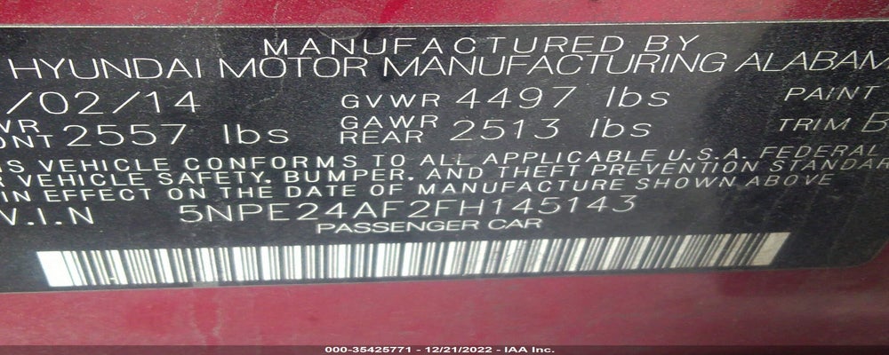 5NPE24AF2FH145143 2015 HYUNDAI SONATA photo no. 9
