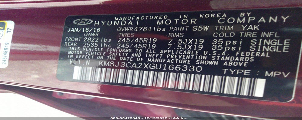 KM8J3CA2XGU166330 2016 HYUNDAI TUCSON photo no. 9