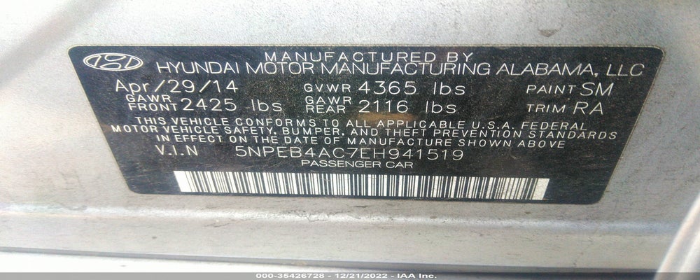 5NPEB4AC7EH941519 2014 HYUNDAI SONATA photo no. 9