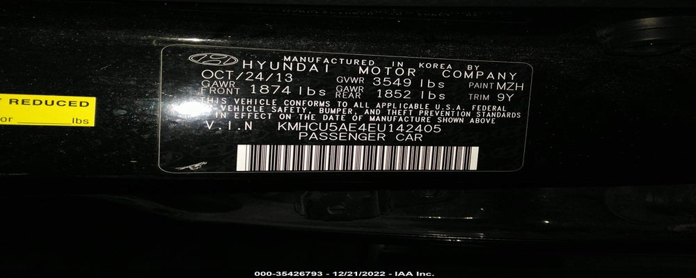 KMHCU5AE4EU142405 2014 HYUNDAI ACCENT photo no. 9