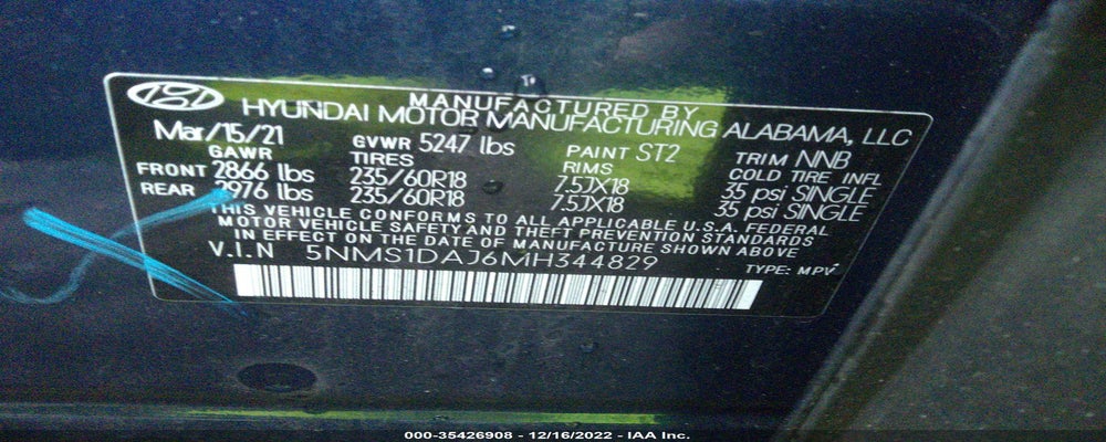 5NMS1DAJ6MH344829 2021 HYUNDAI SANTA FE photo no. 9