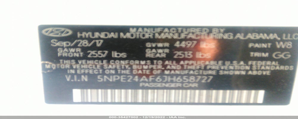 5NPE24AF6JH658727 2018 HYUNDAI SONATA photo no. 9