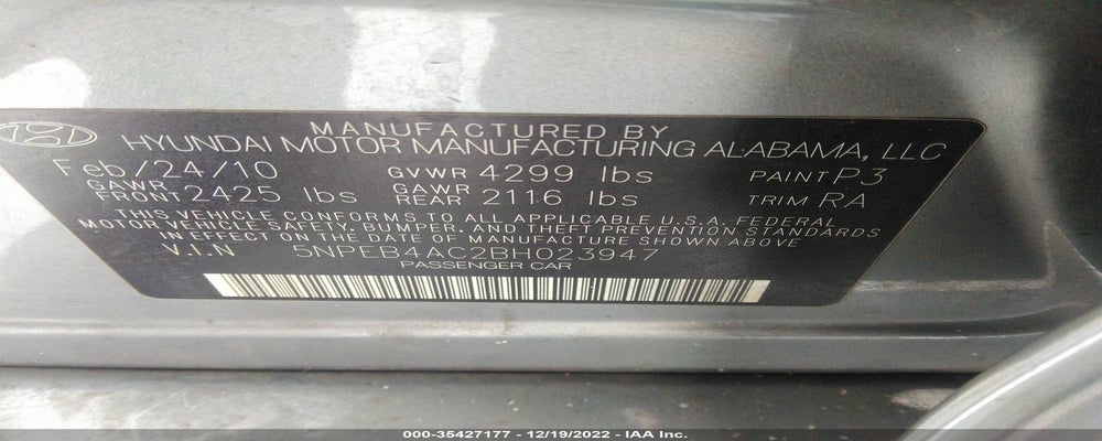 5NPEB4AC2BH023947 2011 HYUNDAI SONATA photo no. 9