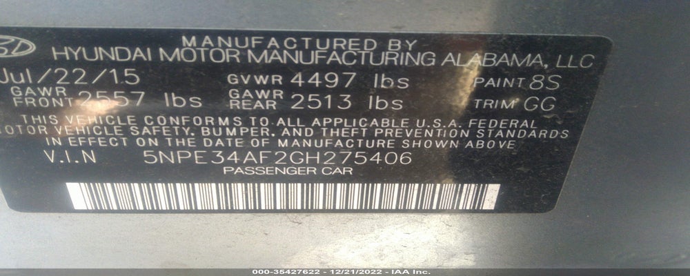 5NPE34AF2GH275406 2016 HYUNDAI SONATA photo no. 9