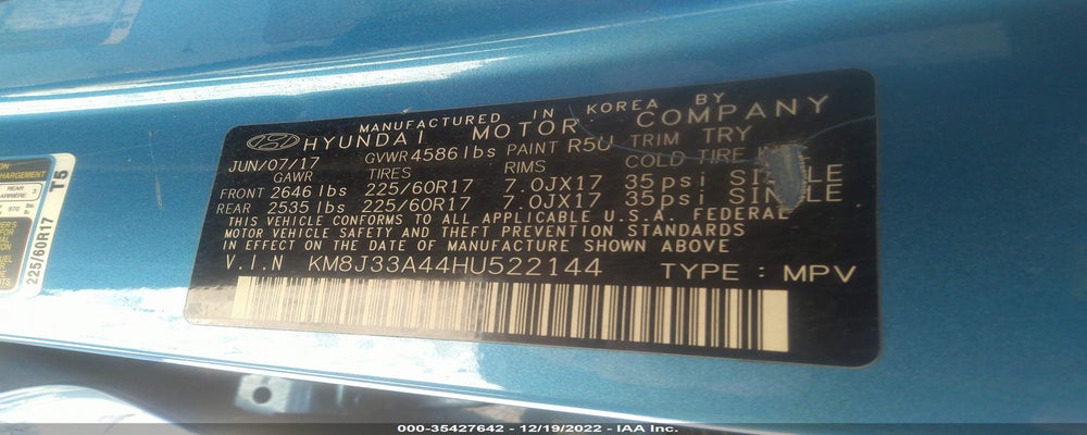 KM8J33A44HU522144 2017 HYUNDAI TUCSON photo no. 9