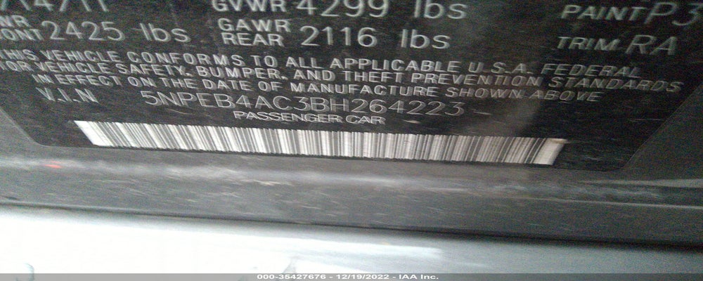 5NPEB4AC3BH264223 2011 HYUNDAI SONATA photo no. 9