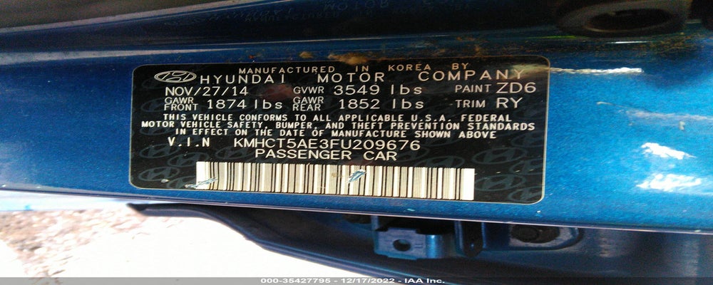 KMHCT5AE3FU209676 2015 HYUNDAI ACCENT photo no. 9