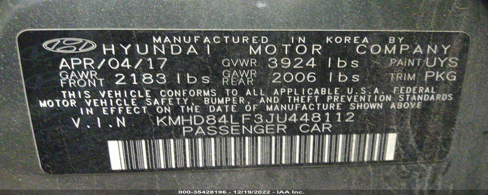 KMHD84LF3JU448112 2018 HYUNDAI ELANTRA photo no. 9