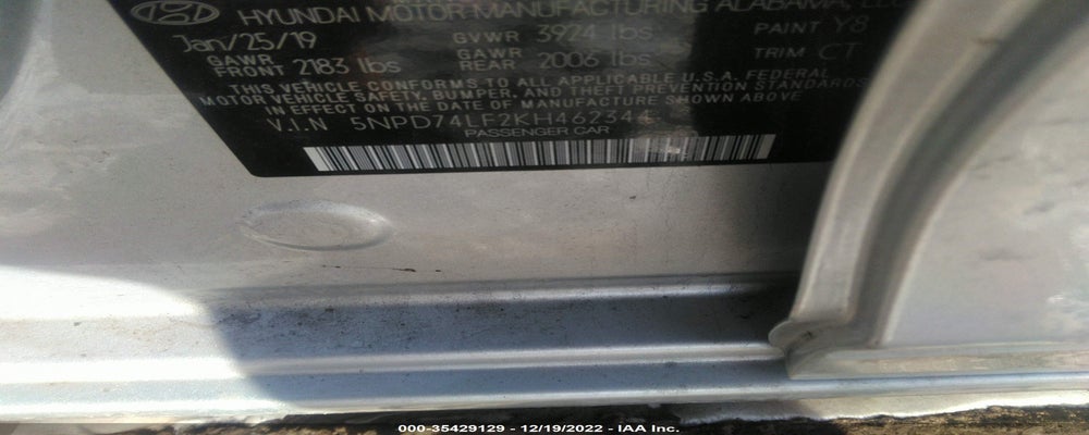 5NPD74LF2KH462344 2019 HYUNDAI ELANTRA photo no. 9