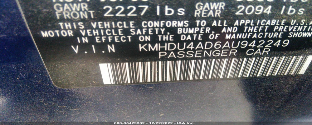 KMHDU4AD6AU942249 2010 HYUNDAI ELANTRA photo no. 9