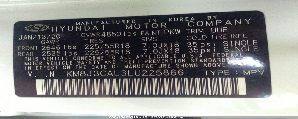KM8J3CAL3LU225866 2020 HYUNDAI TUCSON photo no. 9