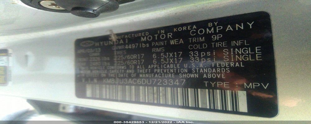 KM8JU3AC6DU723347 2013 HYUNDAI TUCSON photo no. 9