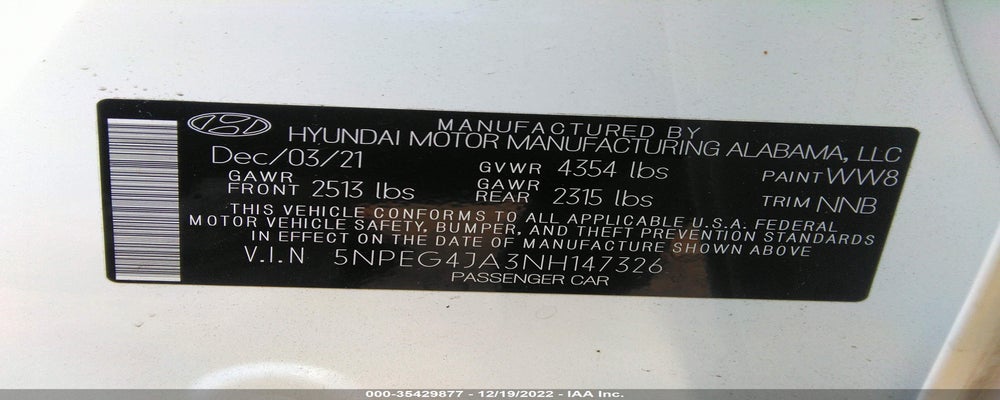 5NPEG4JA3NH147326 2022 HYUNDAI SONATA photo no. 9