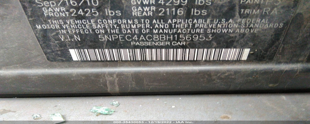 5NPEC4AC8BH156953 2011 HYUNDAI SONATA photo no. 9