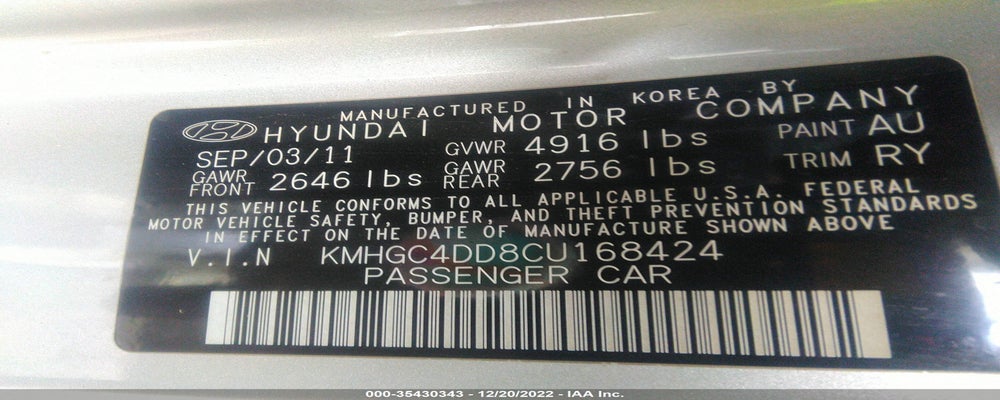 KMHGC4DD8CU168424 2012 HYUNDAI GENESIS photo no. 9