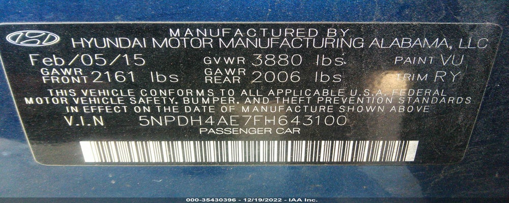 5NPDH4AE7FH643100 2015 HYUNDAI ELANTRA photo no. 9