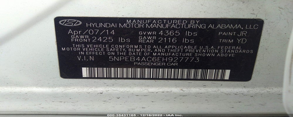 5NPEB4AC6EH927773 2014 HYUNDAI SONATA photo no. 9