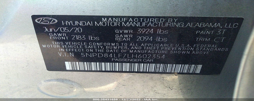 5NPD84LF7LH602354 2020 HYUNDAI ELANTRA photo no. 9