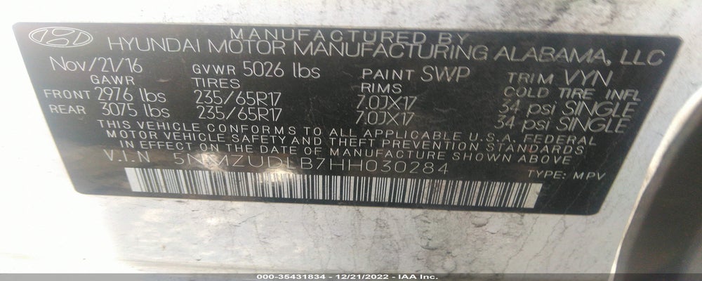 5NMZUDLB7HH030284 2017 HYUNDAI SANTA FE SPORT photo no. 9