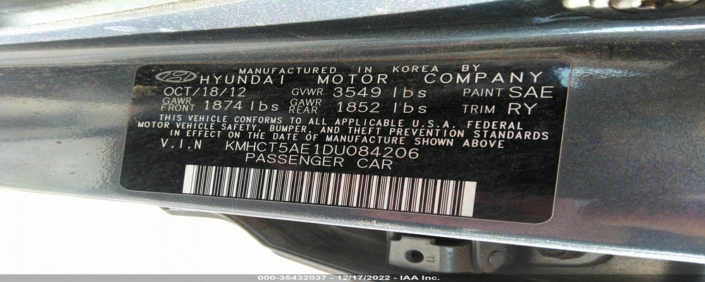 KMHCT5AE1DU084206 2013 HYUNDAI ACCENT photo no. 9