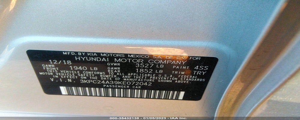 3KPC24A39KE072042 2019 HYUNDAI ACCENT photo no. 9