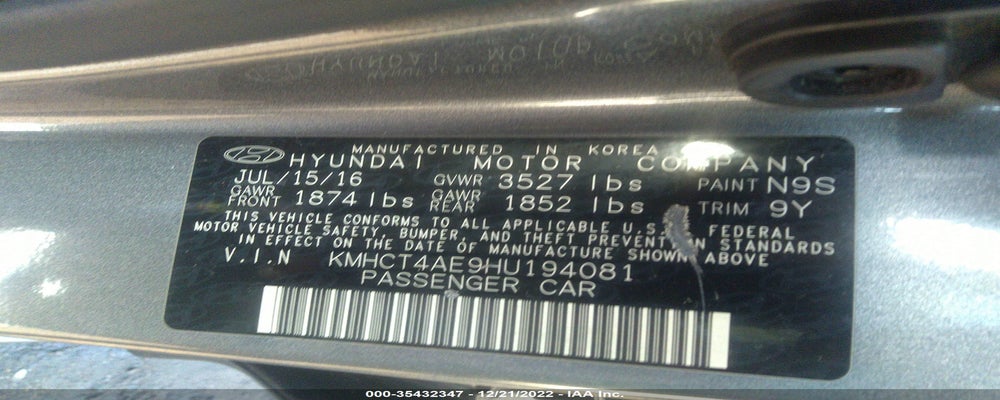 KMHCT4AE9HU194081 2017 HYUNDAI ACCENT photo no. 9