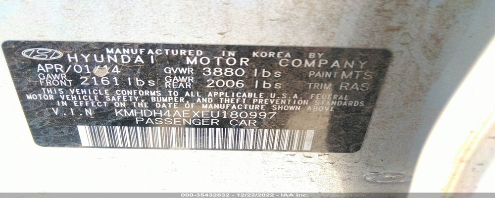 KMHDH4AEXEU180997 2014 HYUNDAI ELANTRA photo no. 9