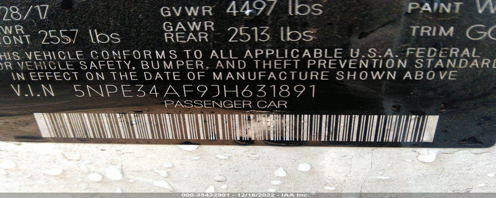 5NPE34AF9JH631891 2018 HYUNDAI SONATA photo no. 9