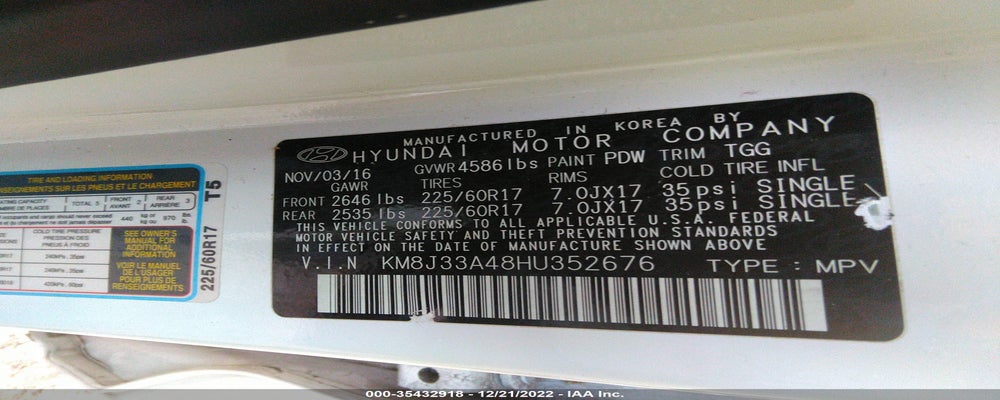 KM8J33A48HU352676 2017 HYUNDAI TUCSON photo no. 9