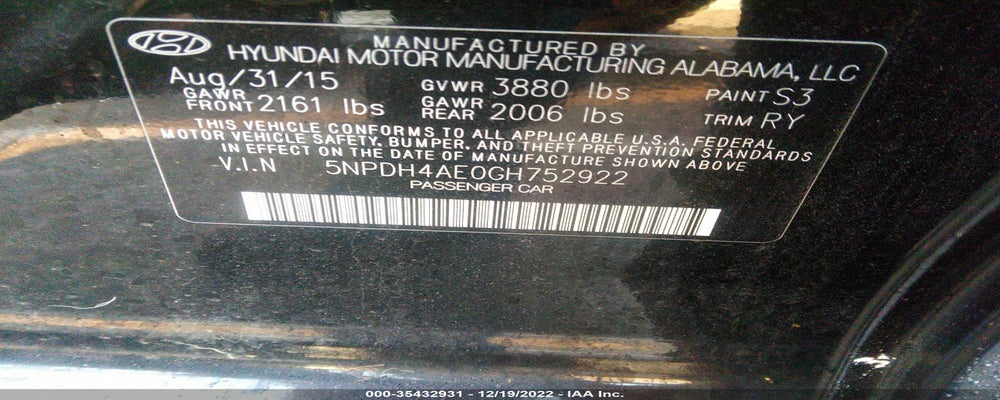 5NPDH4AE0GH752922 2016 HYUNDAI ELANTRA photo no. 9
