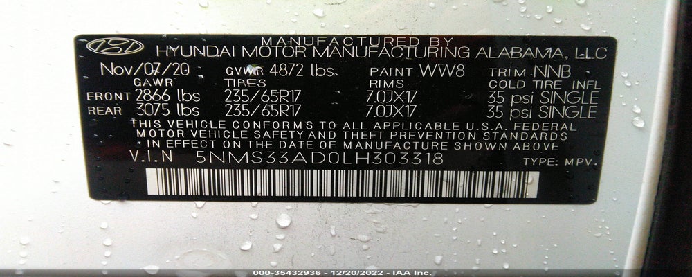 5NMS33AD0LH303318 2020 HYUNDAI SANTA FE photo no. 9
