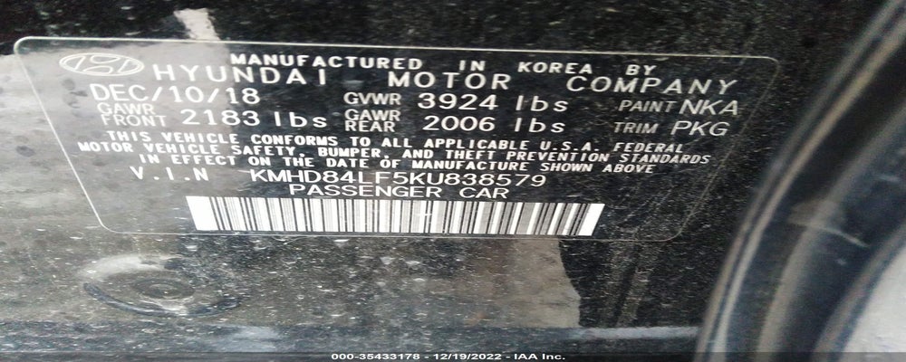 KMHD84LF5KU838579 2019 HYUNDAI ELANTRA photo no. 9