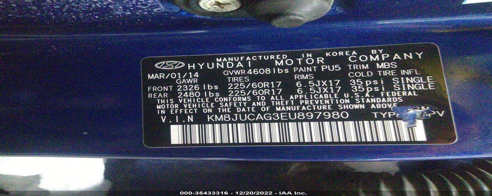 KM8JUCAG3EU897980 2014 HYUNDAI TUCSON photo no. 9
